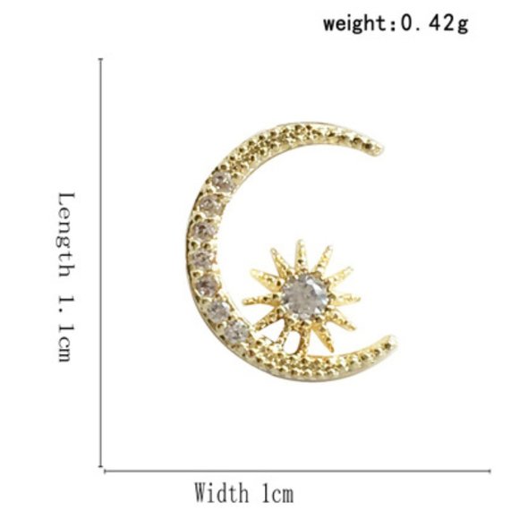 💙Sterling Silver Moon & Star Stud - Picture 6 of 9